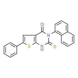 ChemSpider 2D Image | 3-(1-Naphthyl)-6-phenyl-2-thioxo-2,3-dihydrothieno[2,3-d]pyrimidin-4(1H)-one | C22H14N2OS2