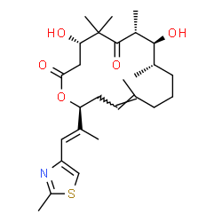 ChemSpider 2D Image | (4S,7R,8S,9S,13E,16S)-4,8-Dihydroxy-5,5,7,9,13-pentamethyl-16-[(1E)-1-(2-methyl-1,3-thiazol-4-yl)-1-propen-2-yl]oxacyclohexadec-13-ene-2,6-dione | C27H41NO5S