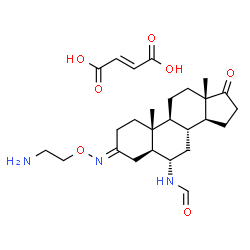 ChemSpider 2D Image | N-{(3E,5alpha,6alpha)-3-[(2-Aminoethoxy)imino]-17-oxoandrostan-6-yl}formamide (2E)-2-butenedioate (1:1) | C26H39N3O7