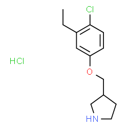 ChemSpider 2D Image | 3-((4-chloro-3-ethylphenoxy)methyl)pyrrolidine hydrochloride | C13H19Cl2NO
