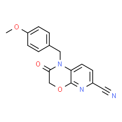 ChemSpider 2D Image | 1-(4-Methoxybenzyl)-2-oxo-2,3-dihydro-1H-pyrido[2,3-b][1,4]oxazine-6-carbonitrile | C16H13N3O3