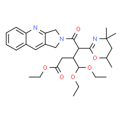 ChemSpider 2D Image | Ethyl 3-(diethoxymethyl)-5-(1,3-dihydro-2H-pyrrolo[3,4-b]quinolin-2-yl)-5-oxo-4-(4,4,6-trimethyl-5,6-dihydro-4H-1,3-oxazin-2-yl)pentanoate | C30H41N3O6