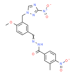 ChemSpider 2D Image | N'-{4-Methoxy-3-[(3-nitro-1H-1,2,4-triazol-1-yl)methyl]benzylidene}-3-methyl-4-nitrobenzohydrazide | C19H17N7O6
