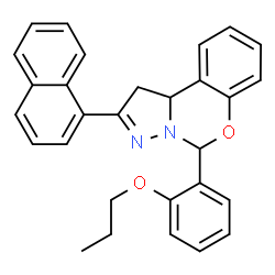 ChemSpider 2D Image | 2-(1-Naphthyl)-5-(2-propoxyphenyl)-1,10b-dihydropyrazolo[1,5-c][1,3]benzoxazine | C29H26N2O2