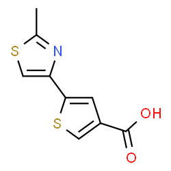 ChemSpider 2D Image | 5-(2-Methyl-1,3-thiazol-4-yl)-3-thiophenecarboxylic acid | C9H7NO2S2