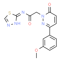 ChemSpider 2D Image | 2-[3-(3-Methoxyphenyl)-6-oxo-1(6H)-pyridazinyl]-N-(1,3,4-thiadiazol-2-yl)acetamide | C15H13N5O3S