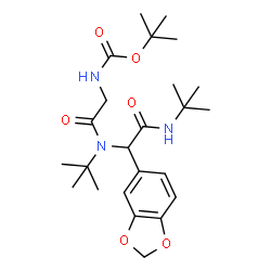 ChemSpider 2D Image | 2-Methyl-2-propanyl {2-[{1-(1,3-benzodioxol-5-yl)-2-[(2-methyl-2-propanyl)amino]-2-oxoethyl}(2-methyl-2-propanyl)amino]-2-oxoethyl}carbamate | C24H37N3O6