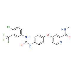 ChemSpider 2D Image | 4-[4-({[4-Chloro-3-(trifluoromethyl)phenyl](~11~C)carbamoyl}amino)phenoxy]-N-methyl-2-pyridinecarboxamide | C2011CH16ClF3N4O3