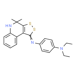 ChemSpider 2D Image | 4-[(4,4-Dimethyl-4,5-dihydro-1H-[1,2]dithiolo[3,4-c]quinolin-1-ylidene)amino]-N,N-diethylaniline | C22H25N3S2