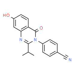 ChemSpider 2D Image | 4-(7-HYDROXY-2-ISOPROPYL-4-OXOQUINAZOLIN-3-YL)BENZONITRILE | C18H15N3O2