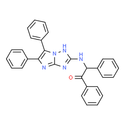 ChemSpider 2D Image | 2-[(5,6-Diphenyl-1H-imidazo[1,2-b][1,2,4]triazol-2-yl)amino]-1,2-diphenylethanone | C30H23N5O