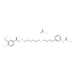 ChemSpider 2D Image | 1-[3-(4-{[6-({(2R)-2-Hydroxy-2-[4-hydroxy-3-(hydroxymethyl)phenyl]ethyl}amino)hexyl]oxy}butyl)phenyl]urea acetate (1:1) | C28H43N3O7