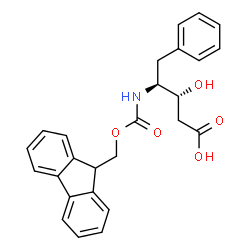 ChemSpider 2D Image | 2,4,5-Trideoxy-4-{[(9H-fluoren-9-ylmethoxy)carbonyl]amino}-5-phenyl-L-erythro-pentonic acid | C26H25NO5