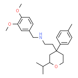 ChemSpider 2D Image | N-(3,4-Dimethoxybenzyl)-2-[2-isopropyl-4-(4-methylphenyl)tetrahydro-2H-pyran-4-yl]ethanamine | C26H37NO3