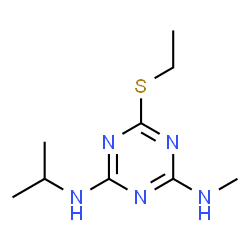ChemSpider 2D Image | 6-(Ethylsulfanyl)-N-isopropyl-N'-methyl-1,3,5-triazine-2,4-diamine | C9H17N5S