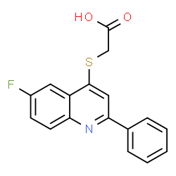 ChemSpider 2D Image | [(6-Fluoro-2-phenyl-4-quinolinyl)sulfanyl]acetic acid | C17H12FNO2S