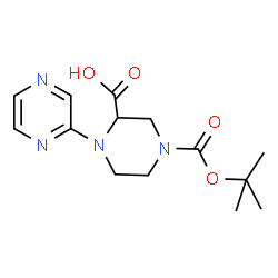 ChemSpider 2D Image | 4-(tert-Butoxycarbonyl)-1-(pyrazin-2-yl)piperazine-2-carboxylic acid | C14H20N4O4