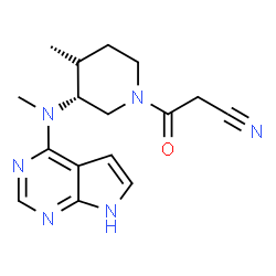 ChemSpider 2D Image | 3-{(3R,4S)-4-Methyl-3-[methyl(1H-pyrrolo[2,3-d]pyrimidin-4-yl)amino]-1-piperidinyl}-3-oxopropanenitrile | C16H20N6O