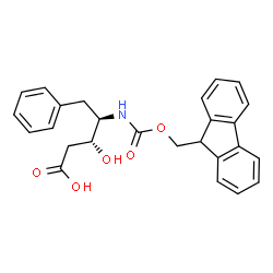 ChemSpider 2D Image | 2,4,5-Trideoxy-4-{[(9H-fluoren-9-ylmethoxy)carbonyl]amino}-5-phenyl-D-threo-pentonic acid | C26H25NO5