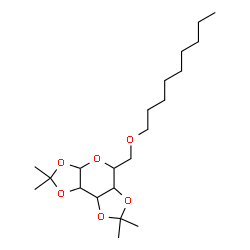 ChemSpider 2D Image | 2,2,7,7-Tetramethyl-5-[(nonyloxy)methyl]tetrahydro-3aH-bis[1,3]dioxolo[4,5-b:4',5'-d]pyran | C21H38O6