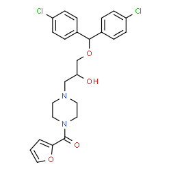 ChemSpider 2D Image | (4-{3-[Bis(4-chlorophenyl)methoxy]-2-hydroxypropyl}-1-piperazinyl)(2-furyl)methanone | C25H26Cl2N2O4