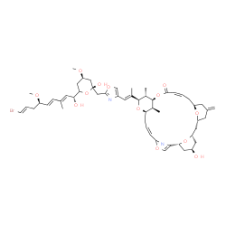 ChemSpider 2D Image | (1R,6Z,9R,11R,12R,13S,16Z,19S,23R,25S,27R,31S)-11-{(1E)-1-[2-({(2R,4R)-6-[(1R,2E,4E,6R,8E)-9-Bromo-1-hydroxy-6-methoxy-3-methyl-2,4,8-nonatrien-1-yl]-2-hydroxy-4-methoxytetrahydro-2H-pyran-2-yl}methyl
)-1,3-oxazol-4-yl]-1-propen-2-yl}-27-hydroxy-12,31-dimethyl-21-methylene-4,10,14,29,30-pentaoxa-32-azapentacyclo[23.3.1.1~2,5~.1~9,13~.1~19,23~]dotriaconta-2,5(32),6,16-tetraen-15-one | C53H71BrN2O13