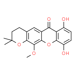ChemSpider 2D Image | 7,10-Dihydroxy-12-methoxy-2,2-dimethyl-3,4-dihydro-2H,6H-pyrano[3,2-b]xanthen-6-one | C19H18O6