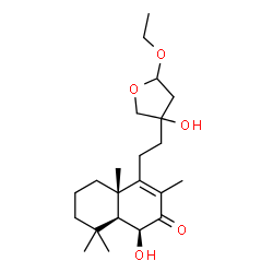 ChemSpider 2D Image | (1S,4aS,8aS)-4-[2-(5-Ethoxy-3-hydroxytetrahydro-3-furanyl)ethyl]-1-hydroxy-3,4a,8,8-tetramethyl-4a,5,6,7,8,8a-hexahydro-2(1H)-naphthalenone | C22H36O5