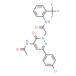ChemSpider 2D Image | 2-[5-Acetamido-3-(4-chlorophenyl)-6-oxo-1(6H)-pyridazinyl]-N-[2-(trifluoromethyl)phenyl]acetamide | C21H16ClF3N4O3