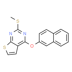ChemSpider 2D Image | 2-(Methylsulfanyl)-4-(2-naphthyloxy)thieno[2,3-d]pyrimidine | C17H12N2OS2
