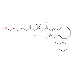 ChemSpider 2D Image | 1-(Cyclohexylmethyl)-N-(1-{[2-(2-hydroxyethoxy)ethyl]amino}-2-methyl-1-oxo-2-propanyl)-2-oxo-1,2,5,6,7,8,9,10-octahydrocycloocta[b]pyridine-3-carboxamide | C27H43N3O5