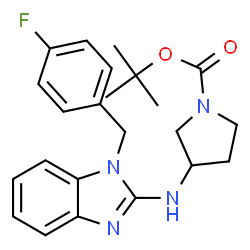 ChemSpider 2D Image | 1-BOC-3-[1-(4-FLUORO-BENZYL)-1H-BENZOIMIDAZOL-2-YLAMINO]-PYRROLIDINE | C23H27FN4O2