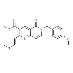 ChemSpider 2D Image | Methyl 2-[(E)-2-(dimethylamino)vinyl]-6-(4-methoxybenzyl)-5-oxo-5,6-dihydro-1,6-naphthyridine-3-carboxylate | C22H23N3O4