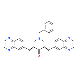 ChemSpider 2D Image | 1-Benzyl-3,5-bis(6-quinoxalinylmethylene)-4-piperidinone | C30H23N5O