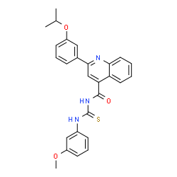 ChemSpider 2D Image | 2-(3-Isopropoxyphenyl)-N-[(3-methoxyphenyl)carbamothioyl]-4-quinolinecarboxamide | C27H25N3O3S