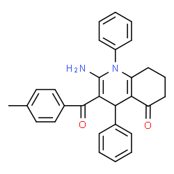 ChemSpider 2D Image | 2-Amino-3-(4-methylbenzoyl)-1,4-diphenyl-4,6,7,8-tetrahydro-5(1H)-quinolinone | C29H26N2O2