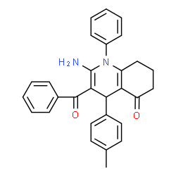 ChemSpider 2D Image | 2-Amino-3-benzoyl-4-(4-methylphenyl)-1-phenyl-4,6,7,8-tetrahydro-5(1H)-quinolinone | C29H26N2O2