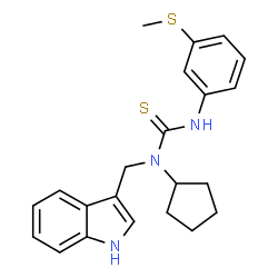 ChemSpider 2D Image | 1-Cyclopentyl-1-(1H-indol-3-ylmethyl)-3-[3-(methylsulfanyl)phenyl]thiourea | C22H25N3S2