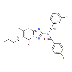 ChemSpider 2D Image | N-(6-Butyl-5-methyl-7-oxo-1,7-dihydro[1,2,4]triazolo[1,5-a]pyrimidin-2-yl)-N-(3-chlorobenzyl)-4-fluorobenzamide | C24H23ClFN5O2