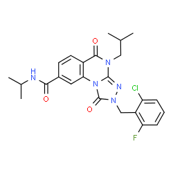 ChemSpider 2D Image | 2-(2-Chloro-6-fluorobenzyl)-4-isobutyl-N-isopropyl-1,5-dioxo-1,2,4,5-tetrahydro[1,2,4]triazolo[4,3-a]quinazoline-8-carboxamide | C24H25ClFN5O3
