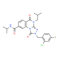 ChemSpider 2D Image | 2-(2-Chloro-4-fluorobenzyl)-4-isobutyl-N-isopropyl-1,5-dioxo-1,2,4,5-tetrahydro[1,2,4]triazolo[4,3-a]quinazoline-8-carboxamide | C24H25ClFN5O3