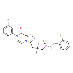 ChemSpider 2D Image | N-(2-Chlorobenzyl)-4-[7-(3-fluorophenyl)-8-oxo-7,8-dihydro[1,2,4]triazolo[4,3-a]pyrazin-3-yl]-3,3-dimethylbutanamide | C24H23ClFN5O2