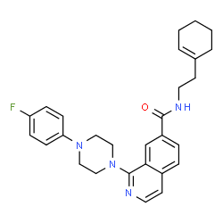 ChemSpider 2D Image | N-[2-(1-Cyclohexen-1-yl)ethyl]-1-[4-(4-fluorophenyl)-1-piperazinyl]-7-isoquinolinecarboxamide | C28H31FN4O