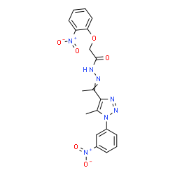 ChemSpider 2D Image | N'-{1-[5-Methyl-1-(3-nitrophenyl)-1H-1,2,3-triazol-4-yl]ethylidene}-2-(2-nitrophenoxy)acetohydrazide | C19H17N7O6