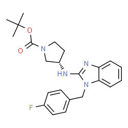 ChemSpider 2D Image | 2-Methyl-2-propanyl (3S)-3-{[1-(4-fluorobenzyl)-1H-benzimidazol-2-yl]amino}-1-pyrrolidinecarboxylate | C23H27FN4O2