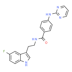 ChemSpider 2D Image | N-[2-(5-Fluoro-1H-indol-3-yl)ethyl]-4-(2-pyrimidinylamino)benzamide | C21H18FN5O