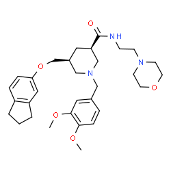 ChemSpider 2D Image | (3R,5S)-5-[(2,3-Dihydro-1H-inden-5-yloxy)methyl]-1-(3,4-dimethoxybenzyl)-N-[2-(4-morpholinyl)ethyl]-3-piperidinecarboxamide | C31H43N3O5