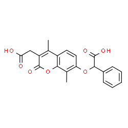 ChemSpider 2D Image | {[3-(Carboxymethyl)-4,8-dimethyl-2-oxo-2H-chromen-7-yl]oxy}(phenyl)acetic acid | C21H18O7