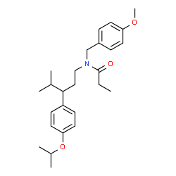 ChemSpider 2D Image | N-[3-(4-Isopropoxyphenyl)-4-methylpentyl]-N-(4-methoxybenzyl)propanamide | C26H37NO3