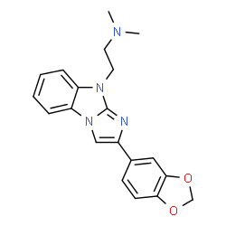 ChemSpider 2D Image | 2-[2-(1,3-Benzodioxol-5-yl)-9H-imidazo[1,2-a]benzimidazol-9-yl]-N,N-dimethylethanamine | C20H20N4O2